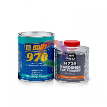 Грунт-наполнитель Body 970 прозрачный, 1 л + отвердитель 729,  0,5 л
